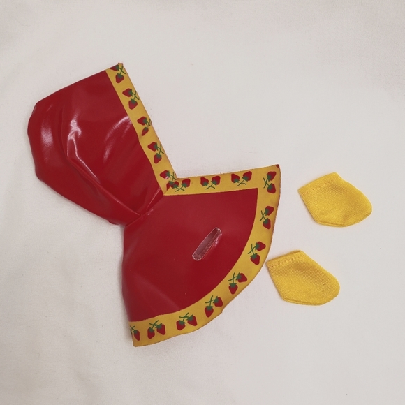 3for$30 Vintage Strawberry Shortcake rain coat jacket & booties 80s doll clothes - Picture 1 of 3